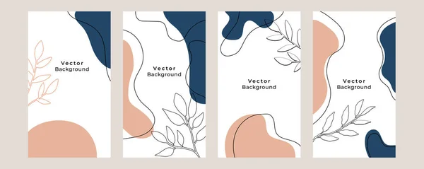 Fond Organique Avec Des Éléments Floraux Géométriques Pour Les Messages — Image vectorielle