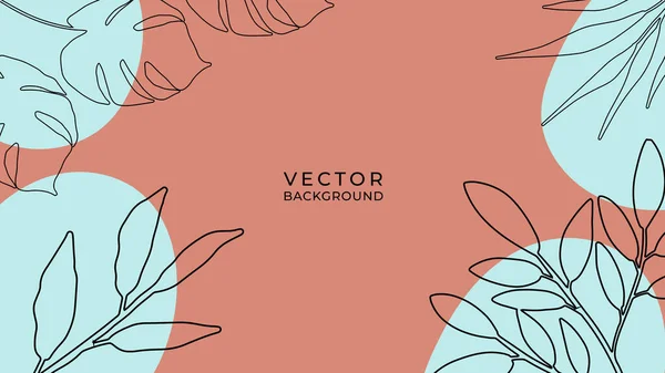 Fundo Orgânico Com Tom Terra Folhagem Linha Arte Floral Elementos — Vetor de Stock