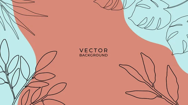Organischer Hintergrund Mit Erdfarbenem Laub Linie Kunst Florale Und Geometrische — Stockvektor