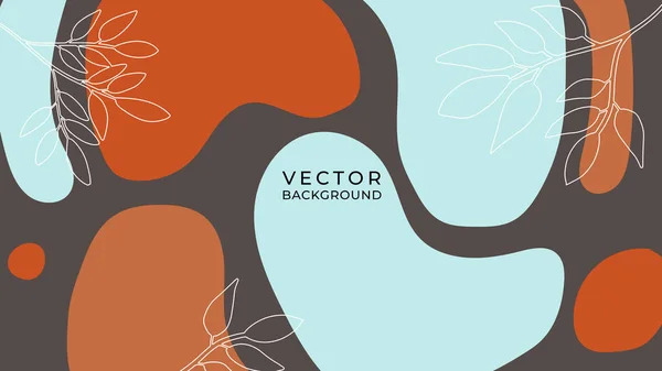 Organischer Hintergrund Mit Erdfarbenem Laub Linie Kunst Florale Und Geometrische — Stockvektor