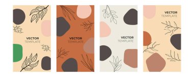 Çiçekli ve geometrik elementli organik arka plan. Sosyal medya paylaşımları, mobil uygulamalar, afişler tasarımı ve internet reklamları için. Moda bohem geçmişleri. Boho tarzı arkaplan