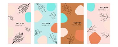 Çiçek ve geometrik elementlerle donatılmış sosyal medya hikayeleri. Sosyal medya paylaşımları, mobil uygulamalar, afişler tasarımı ve internet reklamları için. Moda bohem geçmişleri. Boho tarzı arkaplan