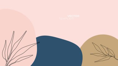 Çiçekli ve geometrik elementli organik arka plan. Sosyal medya paylaşımları, mobil uygulamalar, afişler tasarımı ve internet reklamları için. Moda bohem geçmişleri. Boho tarzı arkaplan