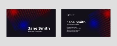 Fütürist kartvizit tasarımı. Soyut oyun ve teknoloji konseptiyle modern şekil. Lüks, koyu renk bir arka plan. Vektör illüstrasyon baskı şablonu