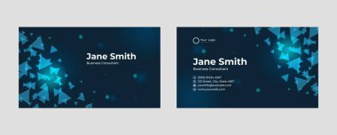 Fütürist kartvizit tasarımı. Soyut oyun ve teknoloji konseptiyle modern şekil. Lüks, koyu renk bir arka plan. Vektör illüstrasyon baskı şablonu