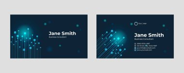 Fütürist kartvizit tasarımı. Soyut oyun ve teknoloji konseptiyle modern şekil. Lüks, koyu renk bir arka plan. Vektör illüstrasyon baskı şablonu