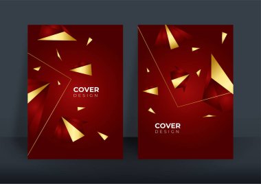 Kırmızı ve altın renginde vektör kapağı tasarımları. Gelecek Poster şablonu. Sosyal medya modern arkaplan