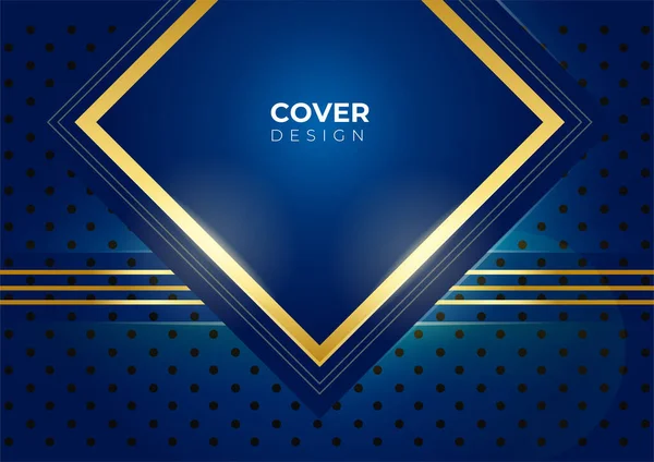 Abstract Template Blue Geometric Diagonal Background Golden Line Luxury Style — Stock Vector