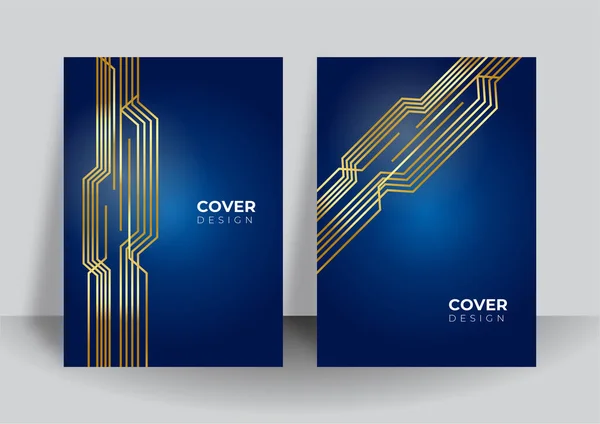 Ensemble Couverture Bleue Rapport Annuel Brochure Modèles Conception Modèle Brochure — Image vectorielle