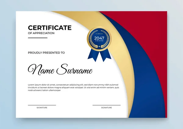 Certificate Template Blue Gold Modern Online Course Diploma Corporate Training — Stock Vector