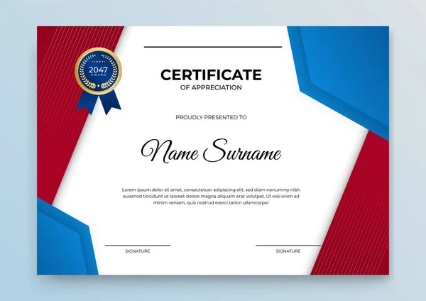 Certificaat Sjabloon Blauw Goud Moderne Online Cursus Diploma Corporate Training — Stockvector