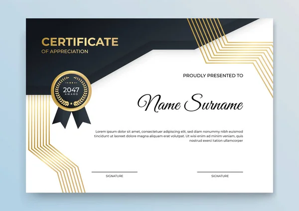 Certificate Template Blue Gold Modern Online Course Diploma Corporate Training — Stock Vector