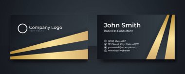 Modern kartvizit şablonu tasarımı. Geometrik şekilli kartvizit, kartvizit fotoğrafçılığı, kartvizit düzeni. fotoğrafçılık kartviziti. Siyah altın kartvizit şablonu