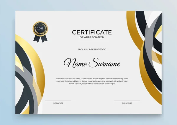 Banner Šablony Certifikátu Abstraktním Geometrickým Tvarem Pro Tiskovou Šablonu Zlatou — Stockový vektor