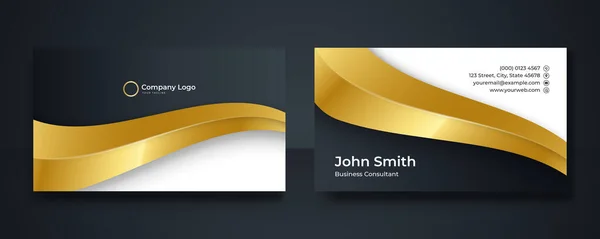 Business Card Design Set Template Company Corporate Style Black Gold — Stock Vector