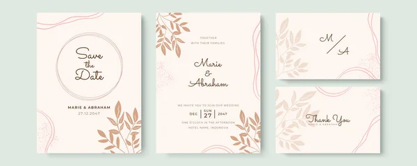 Beau Modèle Invitation Mariage Avec Des Fleurs Dessinées Main Des — Image vectorielle