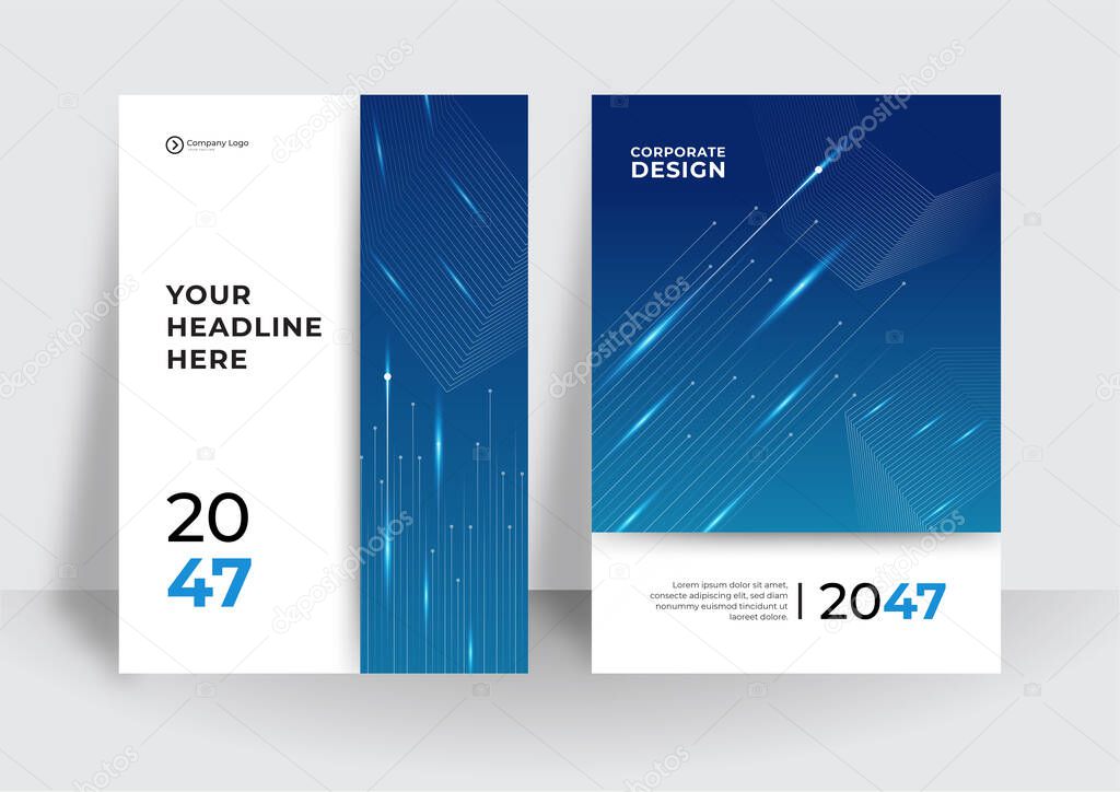 Abstract technology cover with circuit board. High tech brochure design concept. Set of Futuristic business layout. Futuristic Digital poster templates