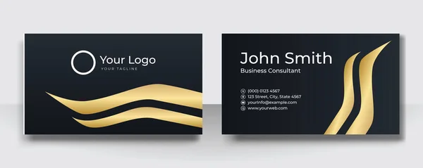 Black Gold Modern Creative Business Card Name Card Horizontal Simple — Stock Vector