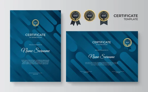 Modern Blauw Groen Certificaat Sjabloon Met Luxe Modern Patroon Diploma — Stockvector