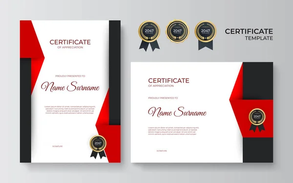 Certificado Vermelho Preto Moderno —  Vetores de Stock