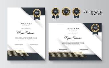 Modern siyah ve altın sertifika şablonu