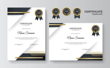 Modern siyah ve altın sertifika şablonu