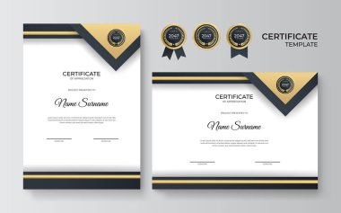 Modern siyah ve altın sertifika şablonu