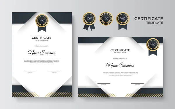 Modèle Moderne Certificat Noir — Image vectorielle