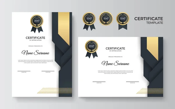 Plantilla Moderna Certificado Negro Oro — Archivo Imágenes Vectoriales