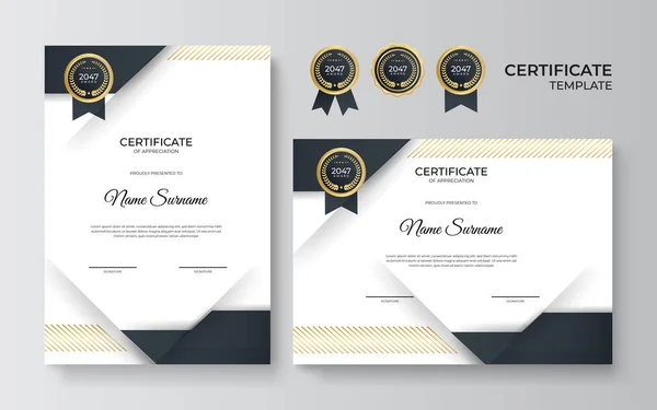 Moderne Schwarz Goldene Zertifikatsvorlage — Stockvektor
