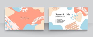 Kartvizit için el çizimi organik şekiller, dokular ve grafik unsurlara sahip modern vektör kolasyonları. Modern çağdaş temiz ve basit iş kartı
