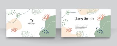 Kartvizit için el çizimi organik şekiller, dokular ve grafik unsurlara sahip modern vektör kolasyonları. Modern çağdaş temiz ve basit iş kartı