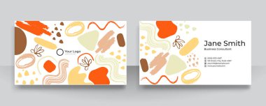 Kartvizit için el çizimi organik şekiller, dokular ve grafik unsurlara sahip modern vektör kolasyonları. Modern çağdaş temiz ve basit iş kartı