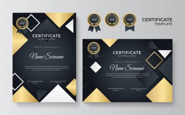 siyah ve altın sertifika şablonu