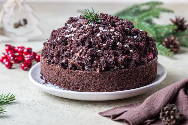 Homemade Chocolate Cake Cherry Whipped Cream Cake Mink Mole Mole — Stock Photo, Image
