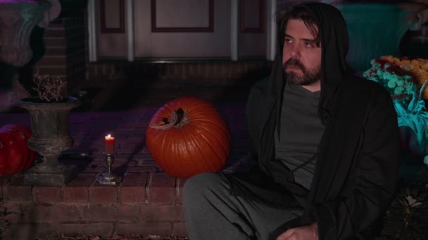 Goth Cara Noite Halloween Fora — Vídeo de Stock