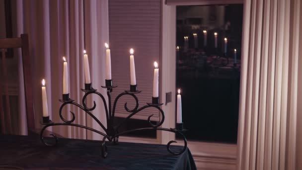 Hanukkah candles window jewish holiday — Stock Video