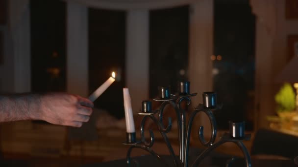 Candele hanukkah prima notte — Video Stock