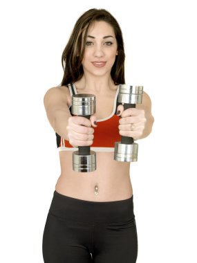 Ağırlık terbiye ile çalışma dışarı çekici genç kadın