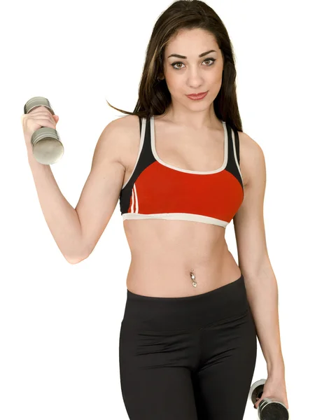 Attractive Young Woman Working Out With Weight Training — Stock Photo, Image