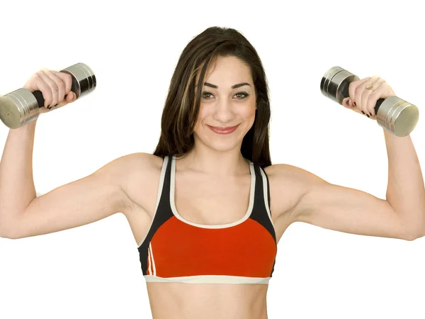 Attractive Young Woman Working Out With Weight Training — Stock Photo, Image