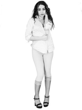 Young Model in Leggings In Sexy PIn Up Poses