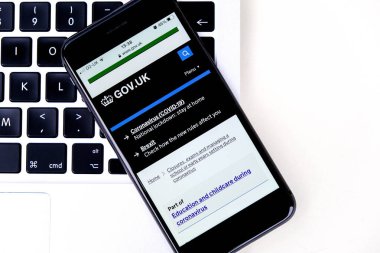London UK, January 15 2021, Mobile Phone Or Smartphone Screenshot Of government Information On Covid-19 Education And Childcare