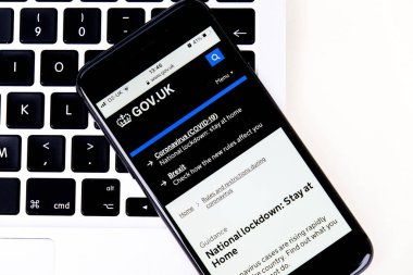 London UK, January 15 2021, Mobile Phone Or smartphone Screenshot On Government Advice to Stay At Home During covid-19 National Lockdown