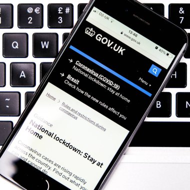 London UK, January 15 2021, Mobile Phone Or smartphone Screenshot On Government Advice to Stay At Home During covid-19 National Lockdown