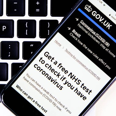 London UK, January 15 2021, Mobile Phone Or Smartphone Screenshot NHS Free Covid-19 Testing