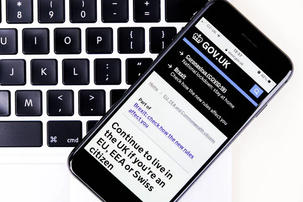 London UK, January 15 2021,  Mobile Phone Or Smartphone Screenshot Of Post Brexit Immigration Rules 