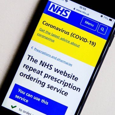 London UK, Ocak 2021, NHS Mobil Uygulama veya Akıllı Telefon Reçetesi Sipariş Servisi