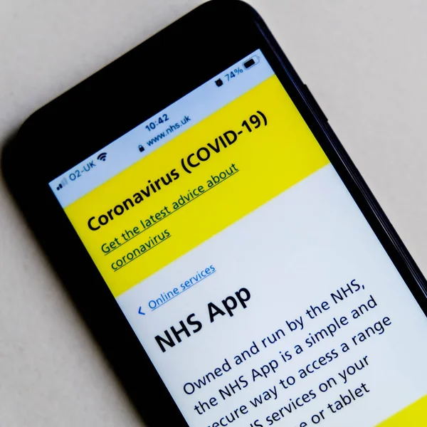 London January 2021 Nhs Owned Coivd App Mobile Smart Phone — стокове фото