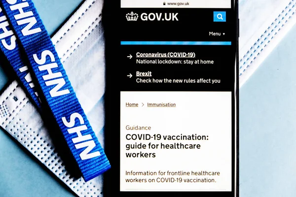 Londra Gennaio 2021 Nhs App Governativa Informazioni Sui Telefoni Cellulari — Foto Stock